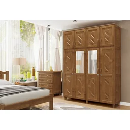 Guarda-Roupa Casal com Espelho 8 Portas 3 Gavetas Grécia  - 1