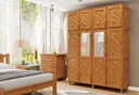 Ver imagem 1 de Guarda-Roupa Casal com Espelho 8 Portas 3 Gavetas Grécia Marrom/Mel