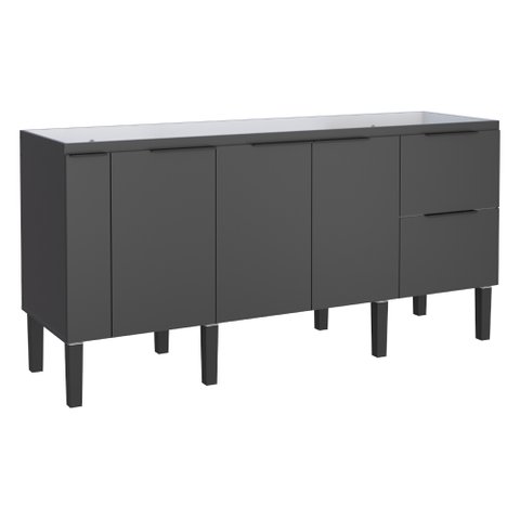Gabinete de Cozinha Para Pia de 180 em Madeira Cisne 2 Gavetas Preto - Cozimax