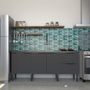 Ver imagem 2 de Gabinete de Cozinha Para Pia de 180 em Madeira Cisne 2 Gavetas Preto - Cozimax