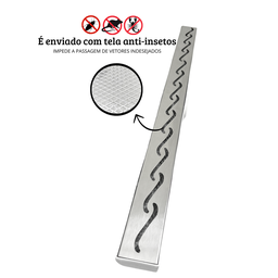 Ralo Linear Box de Banheiro 5x70 Inox 304 Tela e Coletor Plástico Saída 40mm:branco - 5