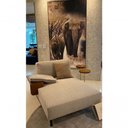 Ver imagem 2 de Chaise Long Estofada Tecido Bege 1,20x1,62x0,80mt Braço Couro Natural