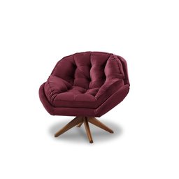 Poltrona Decorativa Pillow Top com Base Giratória Veludo Califórnia Vinho - Sofá Casa - 1