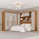 Ver imagem 1 de Guarda-Roupa de Canto com Espelho Modulado 9 Portas 2 Gavetas Argentina Bege/Cinamomo/Off-White