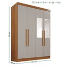 Ver mais imagens de Guarda-Roupa de Canto com Espelho Modulado 9 Portas 2 Gavetas Argentina Bege/Cinamomo/Off-White