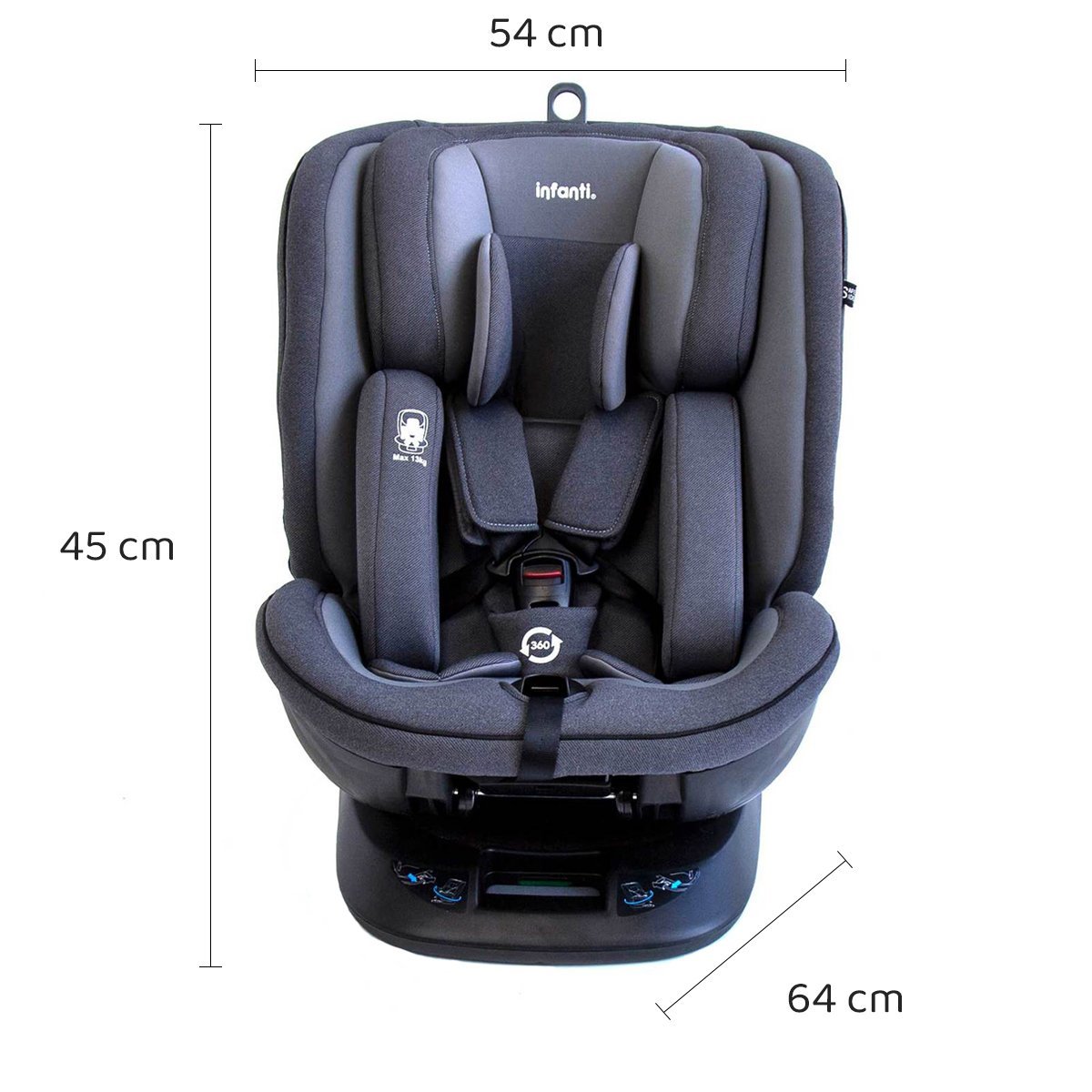 Cadeirinha De Carro Para Bebê 0 a 36kg Infantil Isofix Giratória Reclinável All In One 360° - Cinza - 6