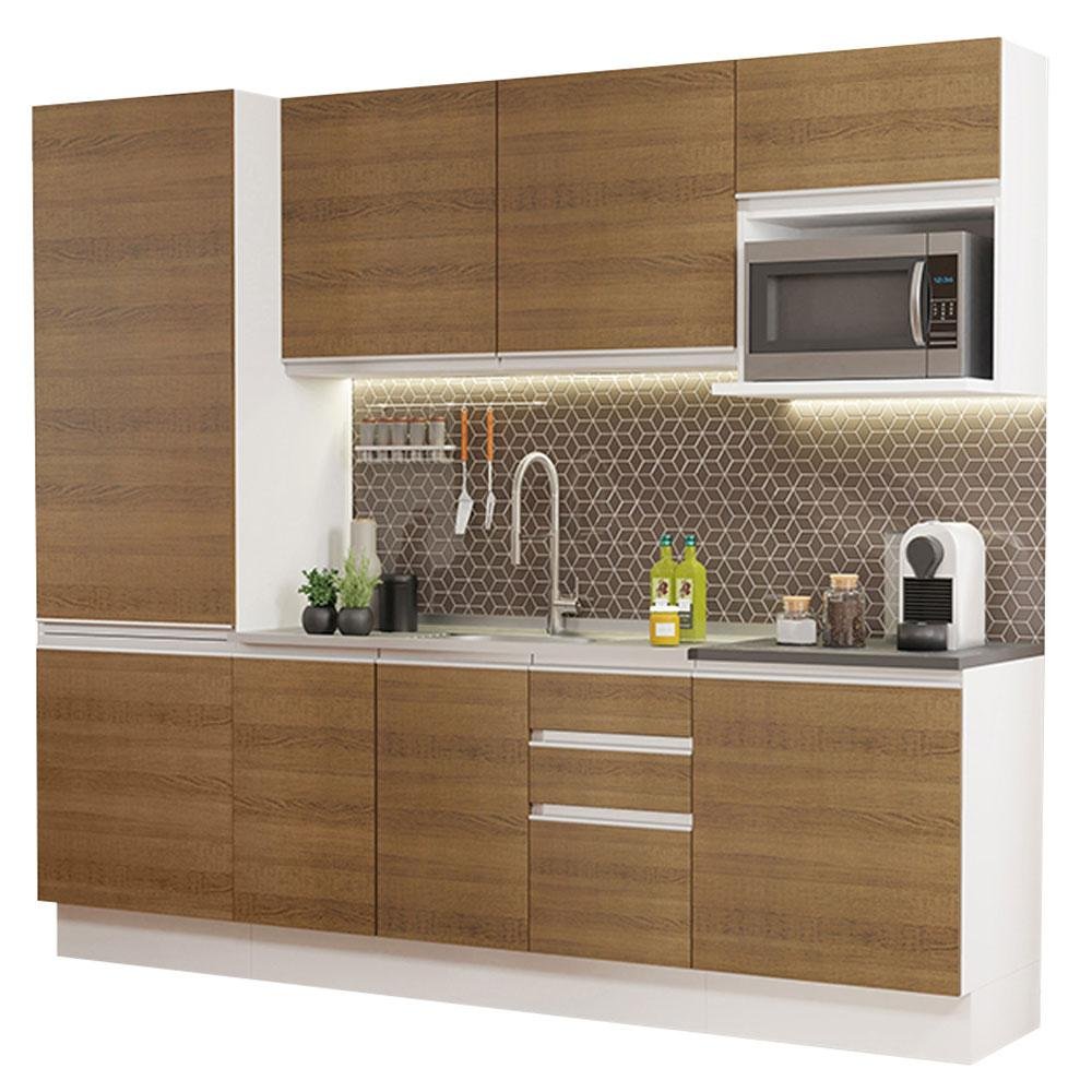 Armário de Cozinha Completa 100% MDF 240cm Branco/Rustic Acordes Madesa 01 - 3