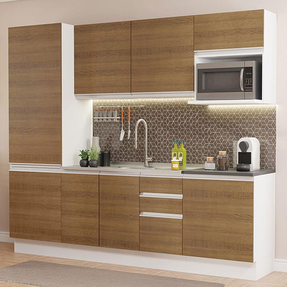 Armário de Cozinha Completa 100% MDF 240cm Branco/Rustic Acordes Madesa 01 - 2