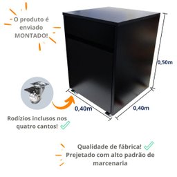 Mesa de Cabeceira Porquinho Volante com Gaveta e Porta:Preto - 4
