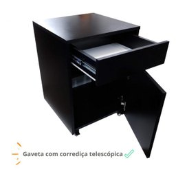Mesa de Cabeceira Porquinho Volante com Gaveta e Porta:Preto - 3