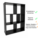 Ver imagem 3 de Estante Suspensa para Livros MDF com Prateleira e Divisória MDF Preto