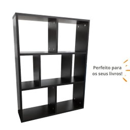 Estante Suspensa para Livros MDF com Prateleira e Divisória:Preto - 3