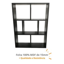 Estante Suspensa para Livros MDF com Prateleira e Divisória:Preto - 2