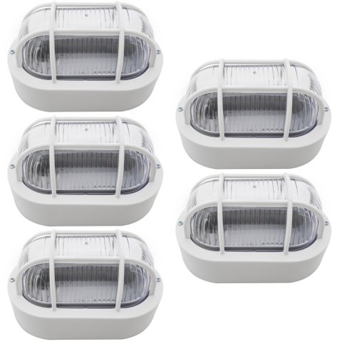 Kit 5 Arandela Tartaruga Poptem Oval Branca 20cm
