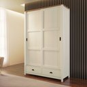 Ver imagem 1 de Guarda Roupa Solteiro 9178bf Topázio Madeira Maciça 2 Portas Correr 2 Gavetas Branco Freijó Finestra