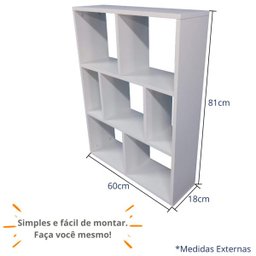 Estante Suspensa para Livros MDF com Prateleira e Divisória:Branco - 4
