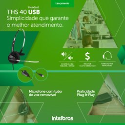 Headset Telemarketing Call Center Fone Monoauricular Corporativo Com Cabo Usb Microfone Removível In - 3