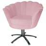 Poltrona Cadeira com Base Giratoria Cromado Pétala Suede Rosa Bêbê - 1