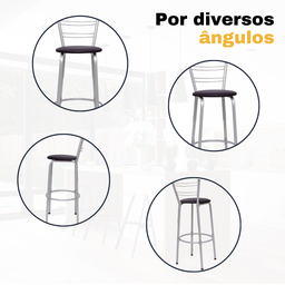 Banqueta para Balcão Flórida Prata Bistrô Ilhas Cozinha Gourmet Bares - 5