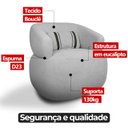 Ver imagem 5 de Poltrona Orgânica Chloe Boucle Cinza Redonda Decorativa com Almofada Plumante - Arkell