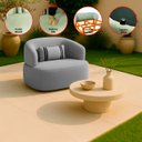 Ver imagem 3 de Poltrona Orgânica Chloe Boucle Cinza Redonda Decorativa com Almofada Plumante - Arkell