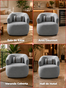 Ver imagem 3 de Poltrona Orgânica Chloe Boucle Cinza Redonda Decorativa com Almofada Plumante - Arkell