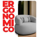 Ver imagem 4 de Poltrona Orgânica Chloe Boucle Cinza Redonda Decorativa com Almofada Plumante - Arkell