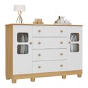 Ver imagem 2 de Cômoda Infantil 125cm 2 Portas com Vidro e 4 Gavetas Sol Multimóveis Mp4423 Madeirado/branco