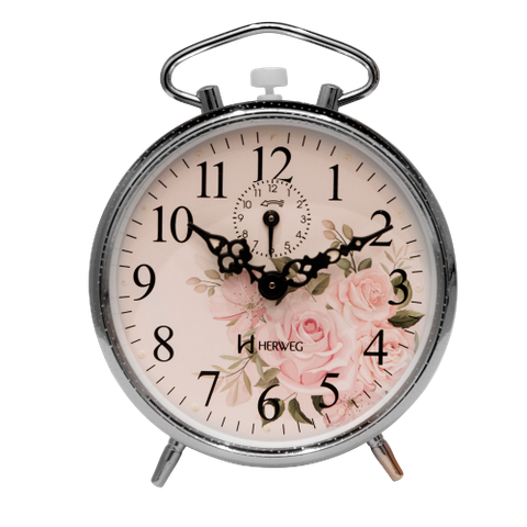 Relógio Despertador Analógico Herweg Cromado 2282 207