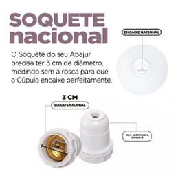 Cúpula Clássica de Abajur Luminária 39x13x29cm de Tecido Algodão Soquete Nacional Cor Branco Ref 09a - 4