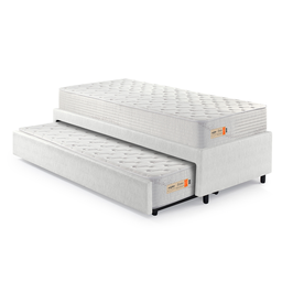 Bicama Box Solteiro Courino Linho Branco 88x188 com Dois Colchões Espuma Ecoline D33 Ecoflex - 9
