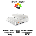 Ver imagem 6 de Bicama Box Solteiro Courino Linho Branco 88x188 com Dois Colchões Espuma Ecoline D33 Ecoflex
