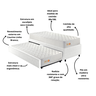 Bicama Box Solteiro Courino Linho Branco 88x188 com Dois Colchões Espuma Ecoline D33 Ecoflex - 4