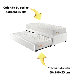 Bicama Box Solteiro Courino Linho Branco 88x188 com Dois Colchões Espuma Ecoline D33 Ecoflex - 7