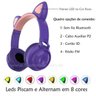 Fone de Ouvido sem Fio Orelhas de Gato 8 Cores de LED Roxo - 2