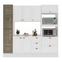Ver imagem 4 de Cozinha Pérola com Rodapé Cristaleira com LED e Tampo 4 Peças 230 cm Yescasa Branco