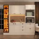 Ver imagem 1 de Cozinha Pérola com Rodapé Cristaleira com LED e Tampo 4 Peças 230 cm Yescasa Branco