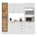 Ver imagem 5 de Cozinha Pérola com Rodapé Cristaleira com LED e Tampo 4 Peças 230 cm Yescasa Branco
