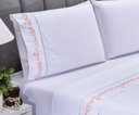Ver imagem 3 de Jogo lençol Imperial quarto casal king bordado 4 peças 2fronha: Branco com Salmão