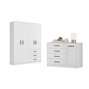 Ver imagem 1 de Jogo de Quarto Infantil Roupeiro e Comoda Pérola Branco - Peternella