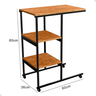 Mesa de Apoio Lateral Auxiliar Carrinho com Rodinhas Mesinha Apoio de Notebook Cama Sofá Ferro e Mdf - 3