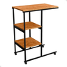 Mesa de Apoio Lateral Auxiliar Carrinho com Rodinhas Mesinha Apoio de Notebook Cama Sofá Ferro e Mdf - 4