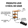 Mesa de Apoio Lateral Auxiliar Carrinho com Rodinhas Mesinha Apoio de Notebook Cama Sofá Ferro e Mdf - 2