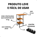 Ver imagem 2 de Mesa de Apoio Lateral Auxiliar Carrinho com Rodinhas Mesinha Apoio de Notebook Cama Sofá Ferro e Mdf