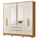 Ver imagem 1 de Guarda Roupas Casal com Espelho 6 Portas 6 Gavetas San Francisco Madeirado / Off White Moval