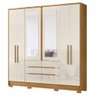 Guarda Roupas Casal com Espelho 6 Portas 6 Gavetas San Francisco Madeirado / Off White Moval - 1
