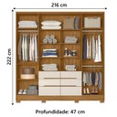 Ver imagem 3 de Guarda Roupas Casal com Espelho 6 Portas 6 Gavetas San Francisco Madeirado / Off White Moval