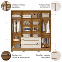 Ver imagem 4 de Guarda Roupas Casal com Espelho 6 Portas 6 Gavetas San Francisco Madeirado / Off White Moval
