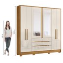 Ver imagem 5 de Guarda Roupas Casal com Espelho 6 Portas 6 Gavetas San Francisco Madeirado / Off White Moval