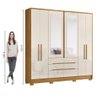 Guarda Roupas Casal com Espelho 6 Portas 6 Gavetas San Francisco Madeirado / Off White Moval - 5